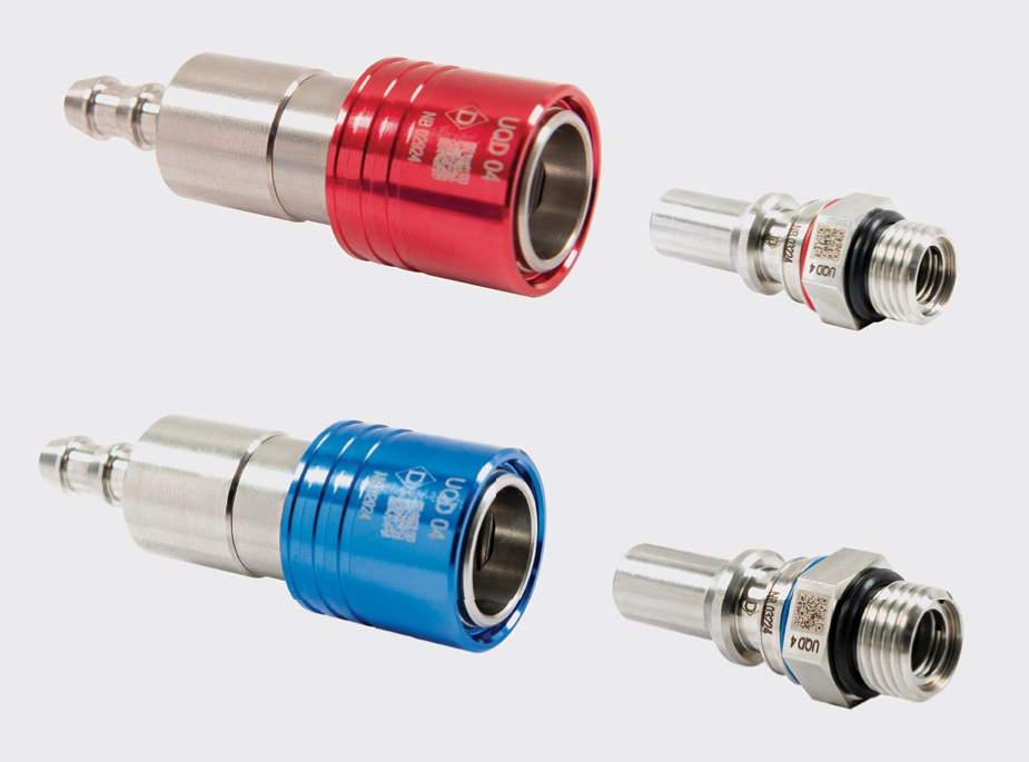 Danfoss UQD 機櫃液冷應用情境與快速接頭示意圖