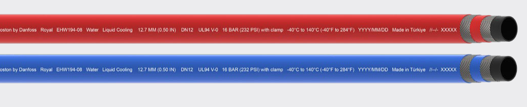 Royal EHW194-08 軟管標示示意（紅/藍兩條）